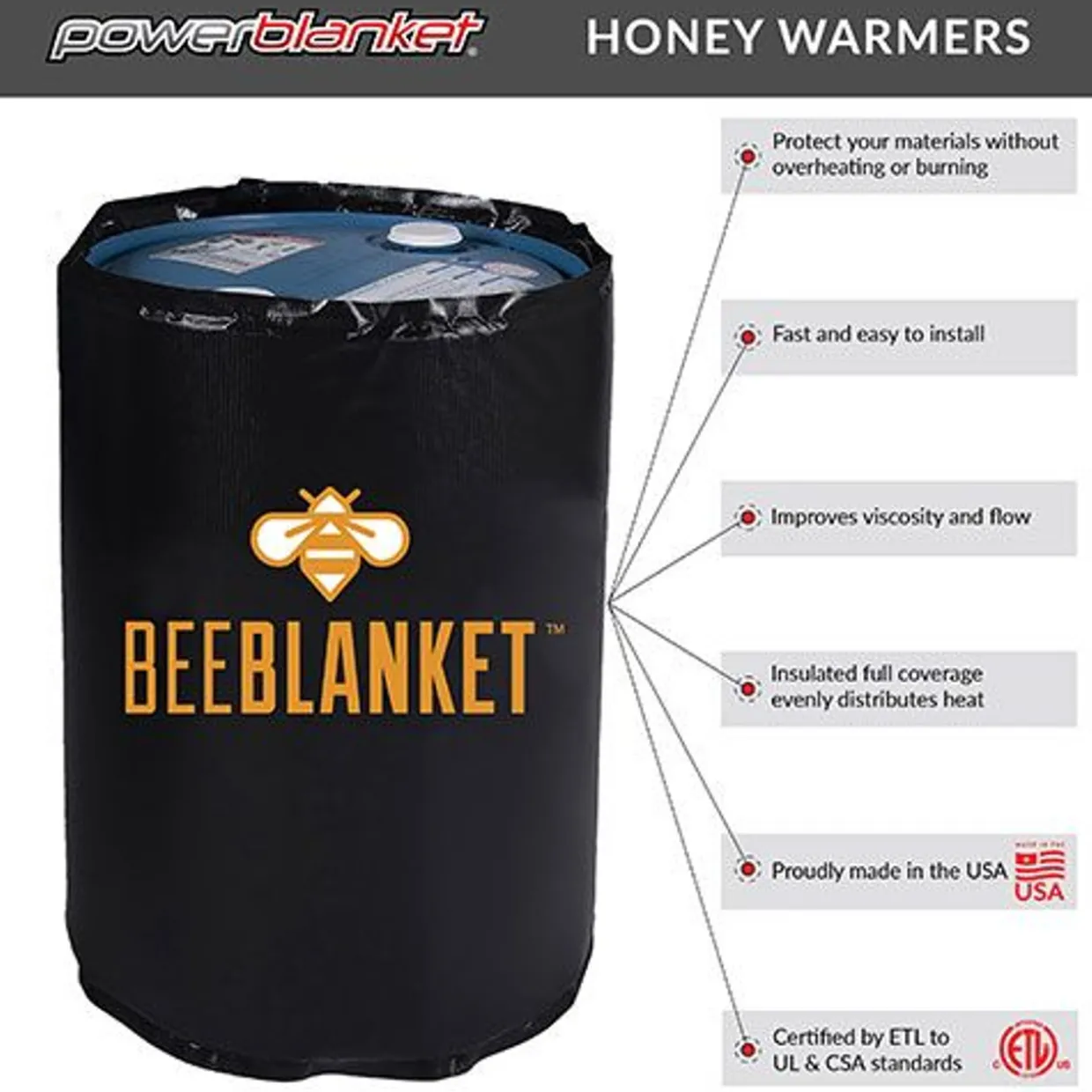 Honey Heating Blanket For 55 Gallon Drums