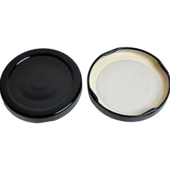 Jar Store 82mm Black Metal Lid With Button | 12 Pack