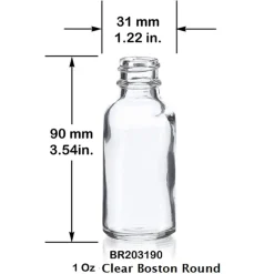 1 Oz Clear Boston Round Bottle 20-400 | 25 Pack
