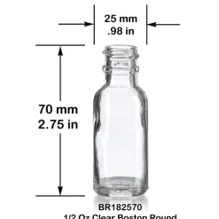 1/2 Oz Clear Boston Round Bottle 18-400 | 25 Pack