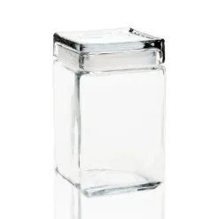1 1/2 Quart Anchor Square Jar With Glass Lid | 4 Pack