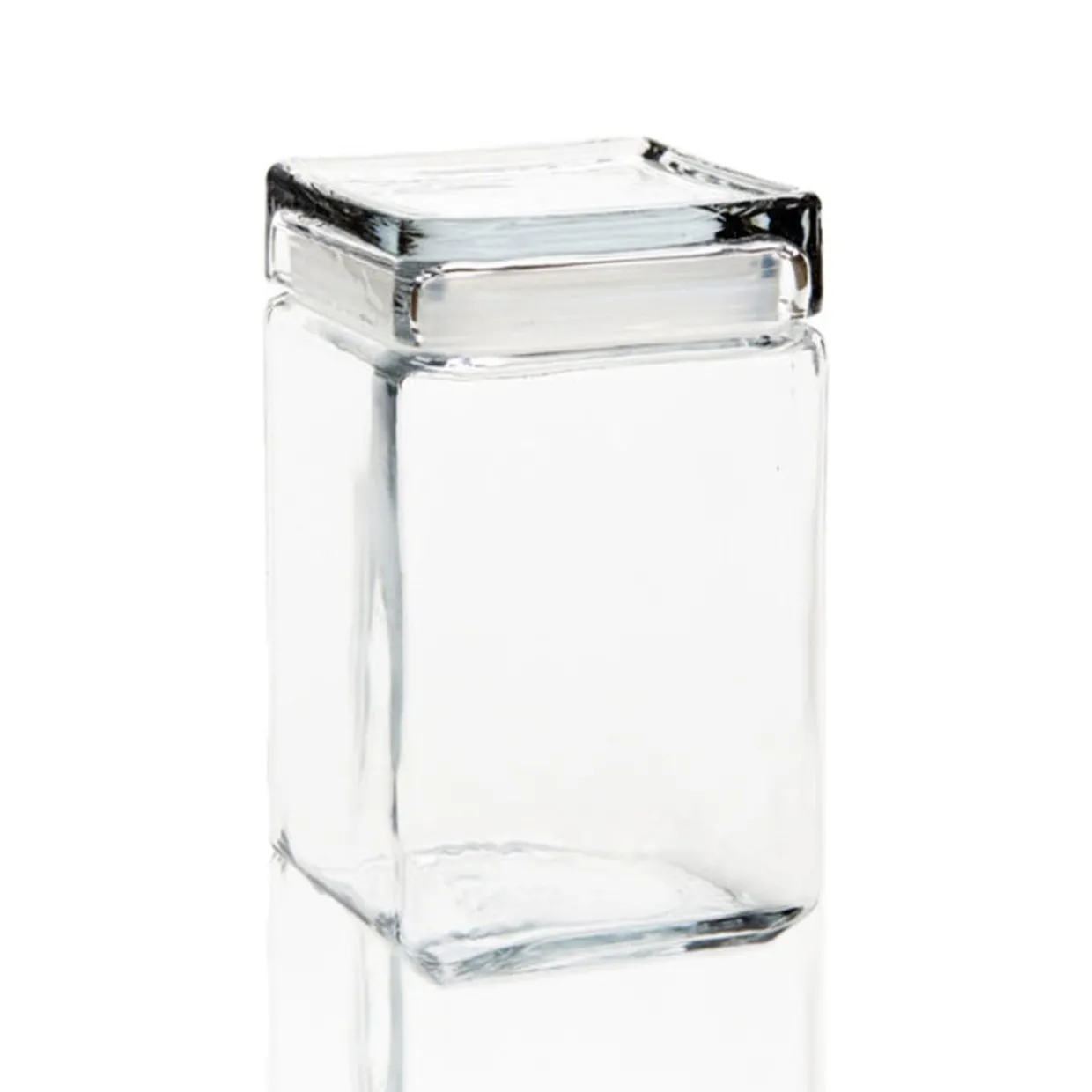1 1/2 Quart Anchor Square Jar With Glass Lid | 4 Pack