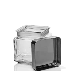 1 Quart Anchor Square Jar With Brushed Metal Cover | 6 Pack