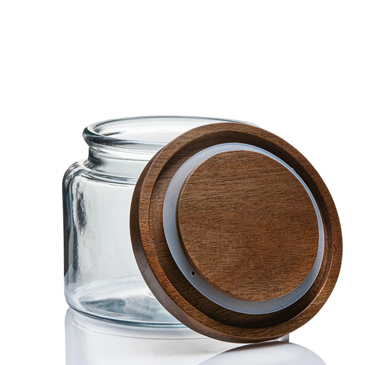 1 1/2 Quart Modern Montana Jar With Wooden Acacia Lid | 4 Pack