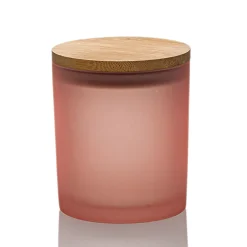 Rose Pink Colored Candle Jar - 14.5 Oz With Bamboo Lid | 12 Pack