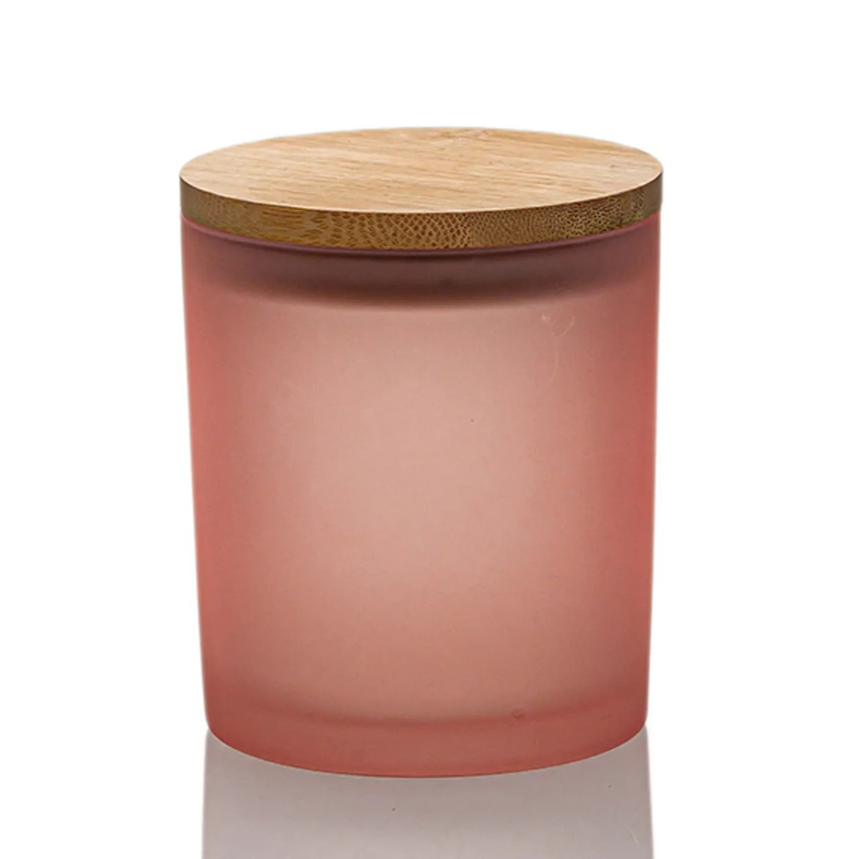 Rose Pink Colored Candle Jar - 14.5 Oz With Bamboo Lid | 12 Pack