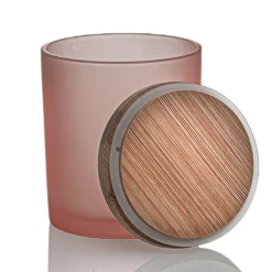 Rose Pink Colored Candle Jar - 14.5 Oz With Bamboo Lid | 12 Pack