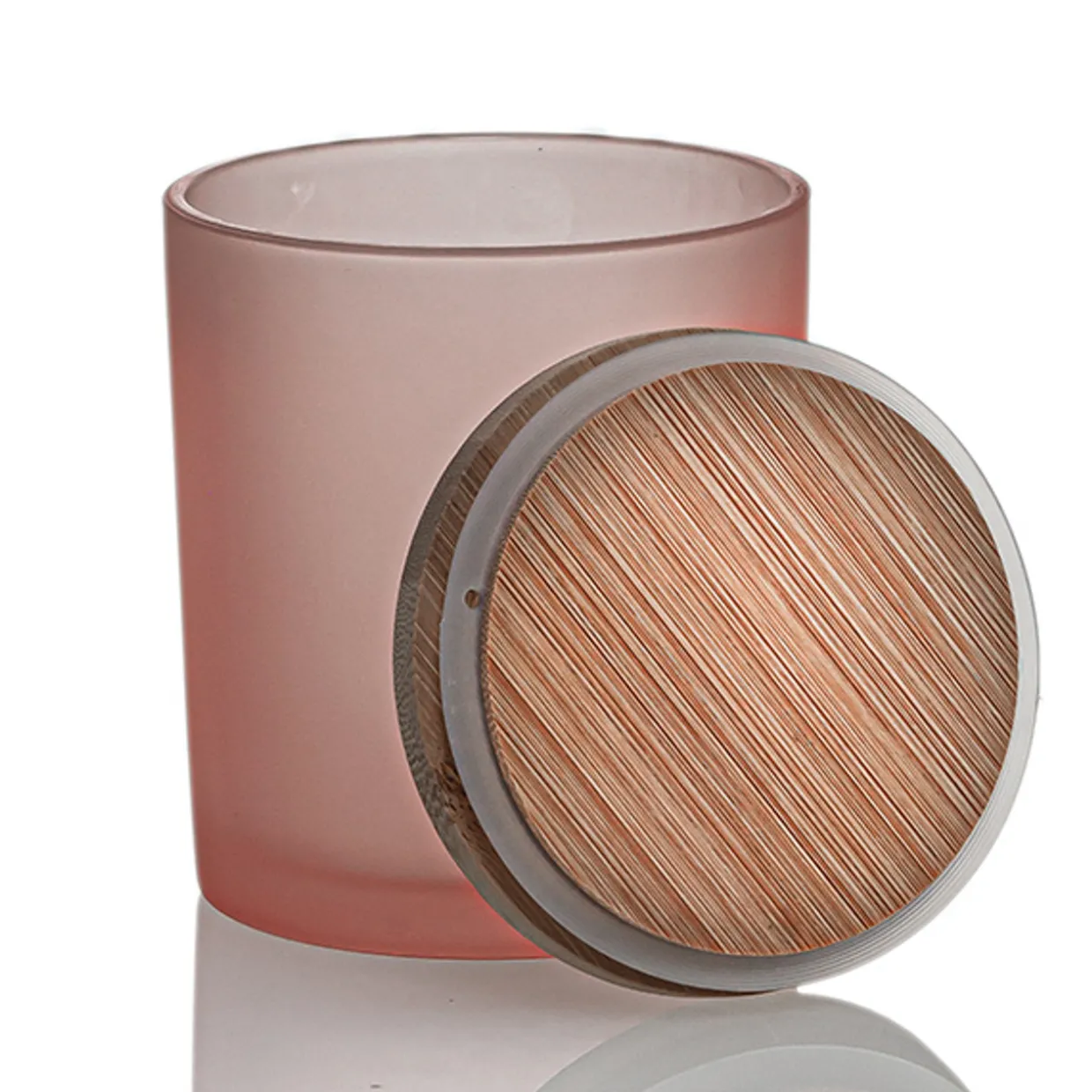 Rose Pink Colored Candle Jar - 14.5 Oz With Bamboo Lid | 12 Pack